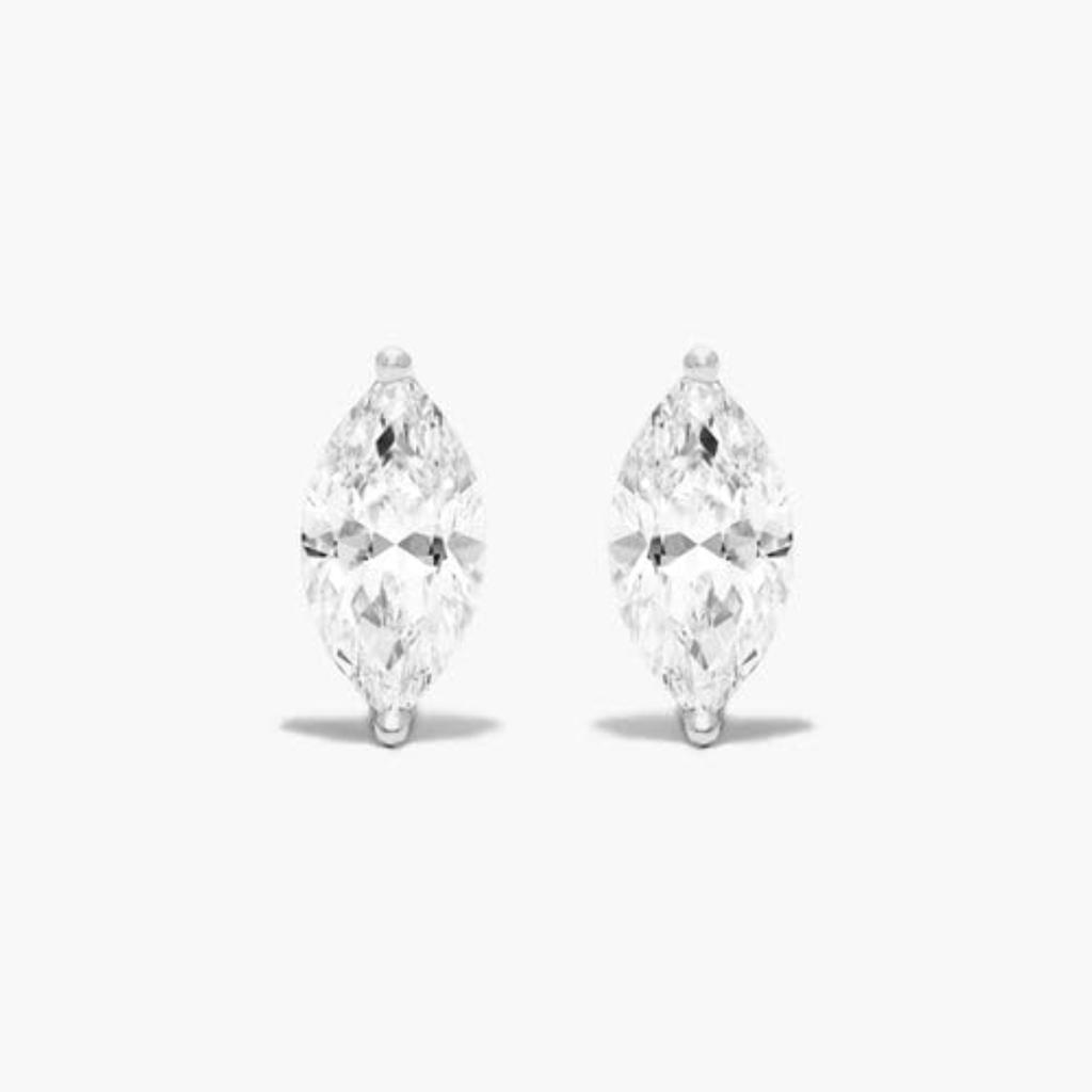 Marquise Lab Grown Diamond Push Back Stud Earrings, EF Color, VS Clarity