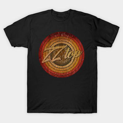 Men Black Print T-shirt Arjunthemaniac,Circle Vintage Retro Faded Zz Top No-Cut Transfer Paper Print Cotton Tshirt