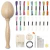 A25F-Darning Mushroom Sewing Tool Wooden Darning Egg & Needle Set Repairing Socks, Hats, Sweaters