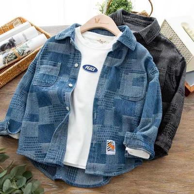 Chemises en denim pour garçons Automne Manches longues Vestes décontractées Chemise pour enfants