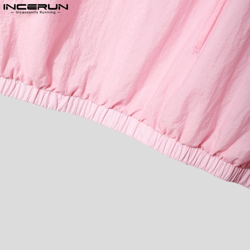 INCERUN Pánské topy s dlouhým rukávem, mírně průsvitné, volné, s kapucí a stahovací šňůrkou