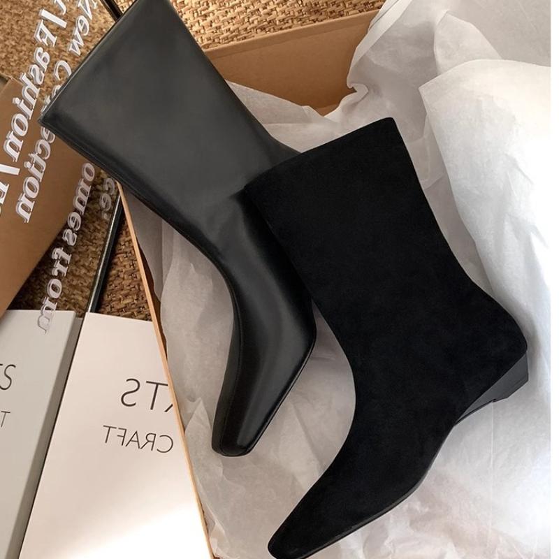 Fashion Elegant Women Ankle Boots Brand Party Fashion Boots 2025 Trend New Shoes Square Toe Flats Shoes Winter Knight's Gladiator Botas
