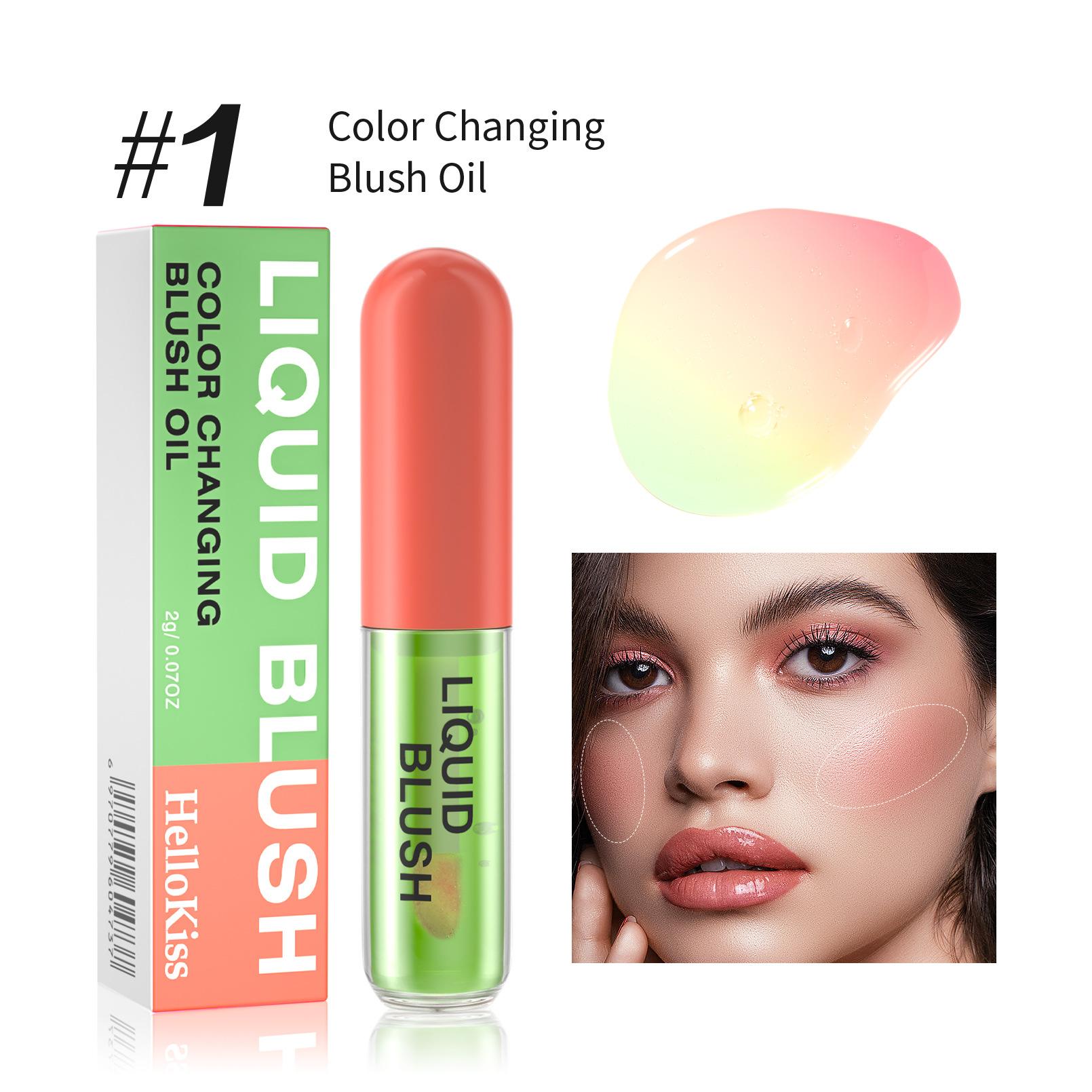HelloKiss Color Changing Blush, румяна, меняющие цвет, масло, осветляющее тон кожи, жидкие румяна, подсвечивающие макияж 2g