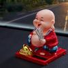 Cute Car Ornament Solar Shake Head Little Monk Good Fortune Car Rearview Pendant