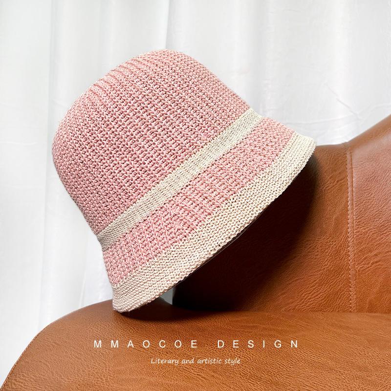 Hat Women's New Spring and Summer Thin Breathable Plain Bucket Hat Outdoor Seaside Face Covering Sunscreen Basin Hat Tide