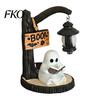 Cozy Halloween Atmosphere Light Hanging Ghost Night Resin Figurine, Vintage Farmhouse Glowing Tabletop Ornament, Ornament Warm Amber Decor for