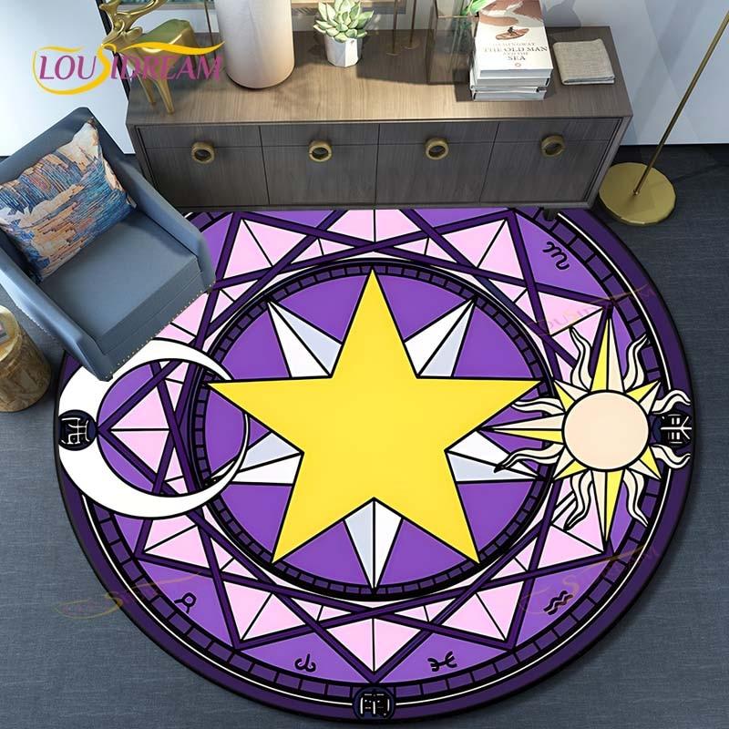 Cartoon Play Mat Card Captor Sakura Kinomoto Magic Circle Puzzle Mats Dětský kulatý koberec
