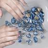 3D Blue Heart Oval Square Crystal Nail Charms 10pc Mixed-Size-Shaped Nail Diamonds Jewelry Glitter Glass Y2k Nail Art Rhinestone
