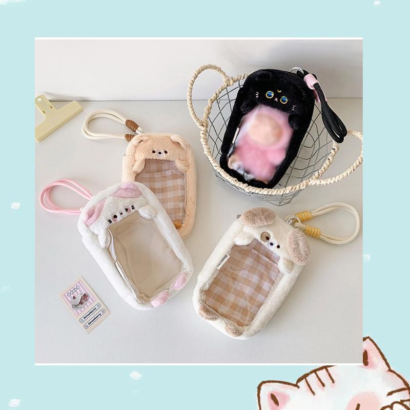Ins Style Kawaii Cartoon Dog Cat Portability Toy Bag Soft Plush Doll Bag Girl With Pendant Cartoon Backpack Student Display Bag