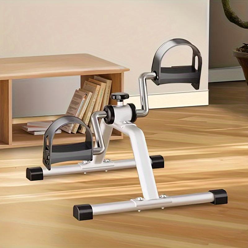 White Aluminum Pedal Exercise Bike for Home Fitness and Rehabilitation Training - No Power Required, Adjustable Pedal and Handle, Durable Metal Design