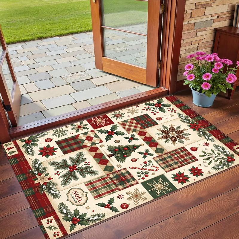 Christmas Printed Square Area Rug Soft Non Slip Floor Carpet For Bedroom Holiday Gift