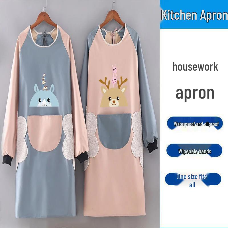 Waterproof and Oil-Proof Long Sleeve Kitchen Apron for Adults