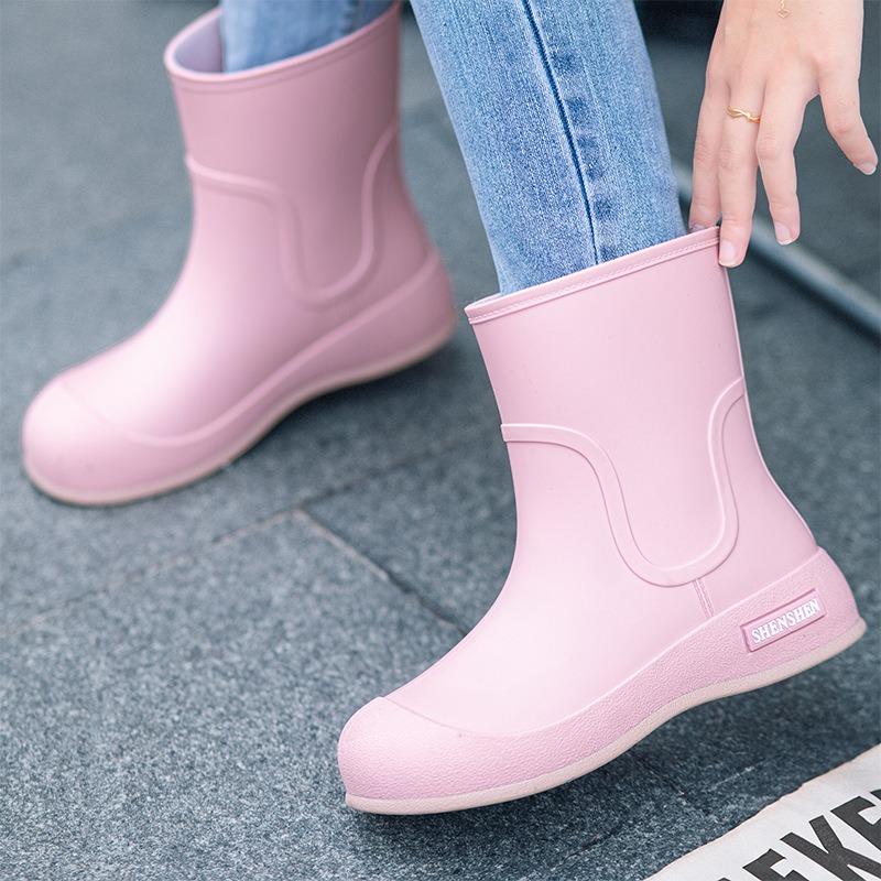 New dopamine women's short tube fashion rain shoes non-slip and wear-resistant waterproof rain boots camping water shoes glue shoe cover shoes