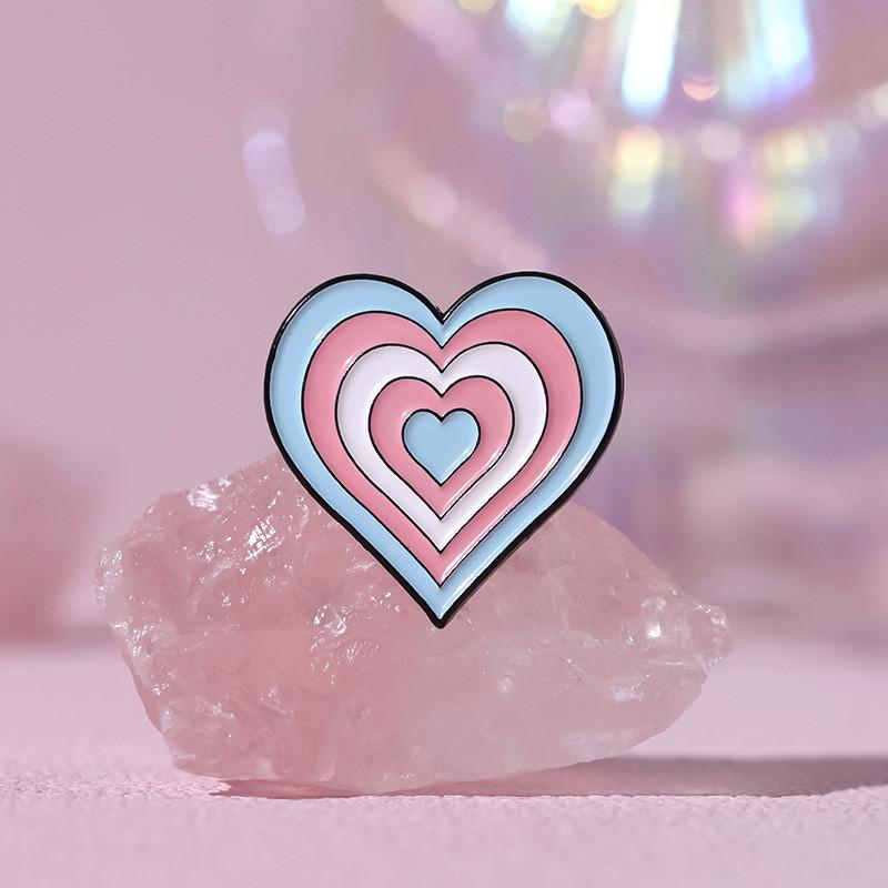 Pink Whimsical Cartoon Heart Brooch Fun Rainbow Heart Drink Box Letter Shaped Accessory Pin