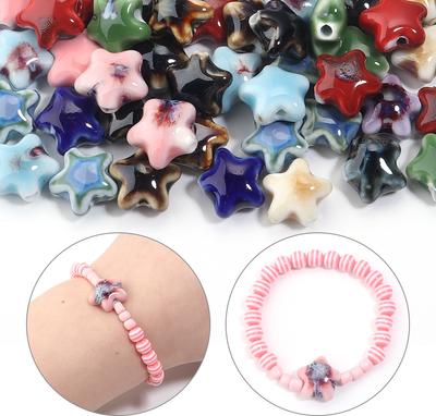 5PCS/Lot Star Ceramic Beads Colorful Loose Spacer Star Beads For Jewelry Making Spacer Beads DIY Bracelet Necklace Accessories