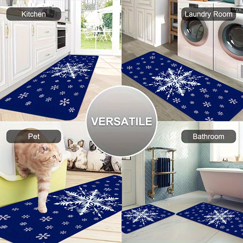 1 ks protiúnavové kuchyňské koberce s vánočním potiskem sněhových vloček, vodotěsné, protiskluzové, silné polstrované kuchyňské rohože, odolné, pohodlné, stojící, do kuchyně