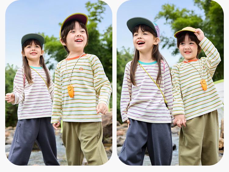 Dududu Kids' Striped Long Sleeve T-shirt - Spring 2025 New Arrival for Boys & Girls