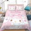M-Melodys Cute Anime Duvet Cover Set Home Style Bedding Soft Laundry Cotton Bed 3 Piece Set Student Dormitory Gift