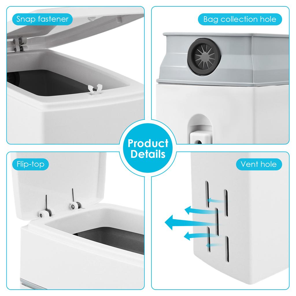 4.5L White Bathroom Trash Can with Toilet Brush Large Capacity Self Sealing Slim Bin Narrow Garbage Can Bathroom Accessories