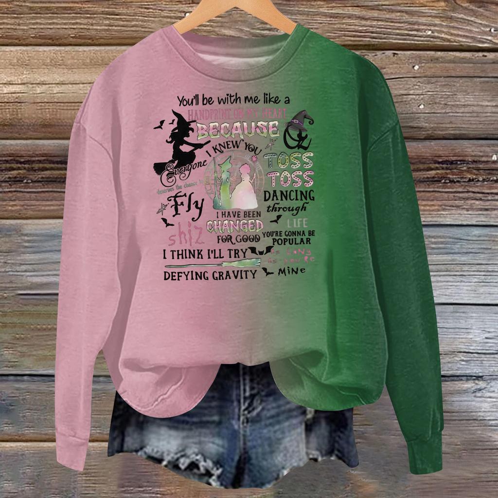 Hanorac larg casual de damă cu mânecă lungă și imprimeu