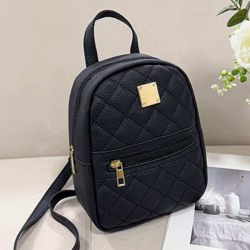 Diamond Lattice Embroidered Small Backpack Korean Small Schoolbag Women's Backpack