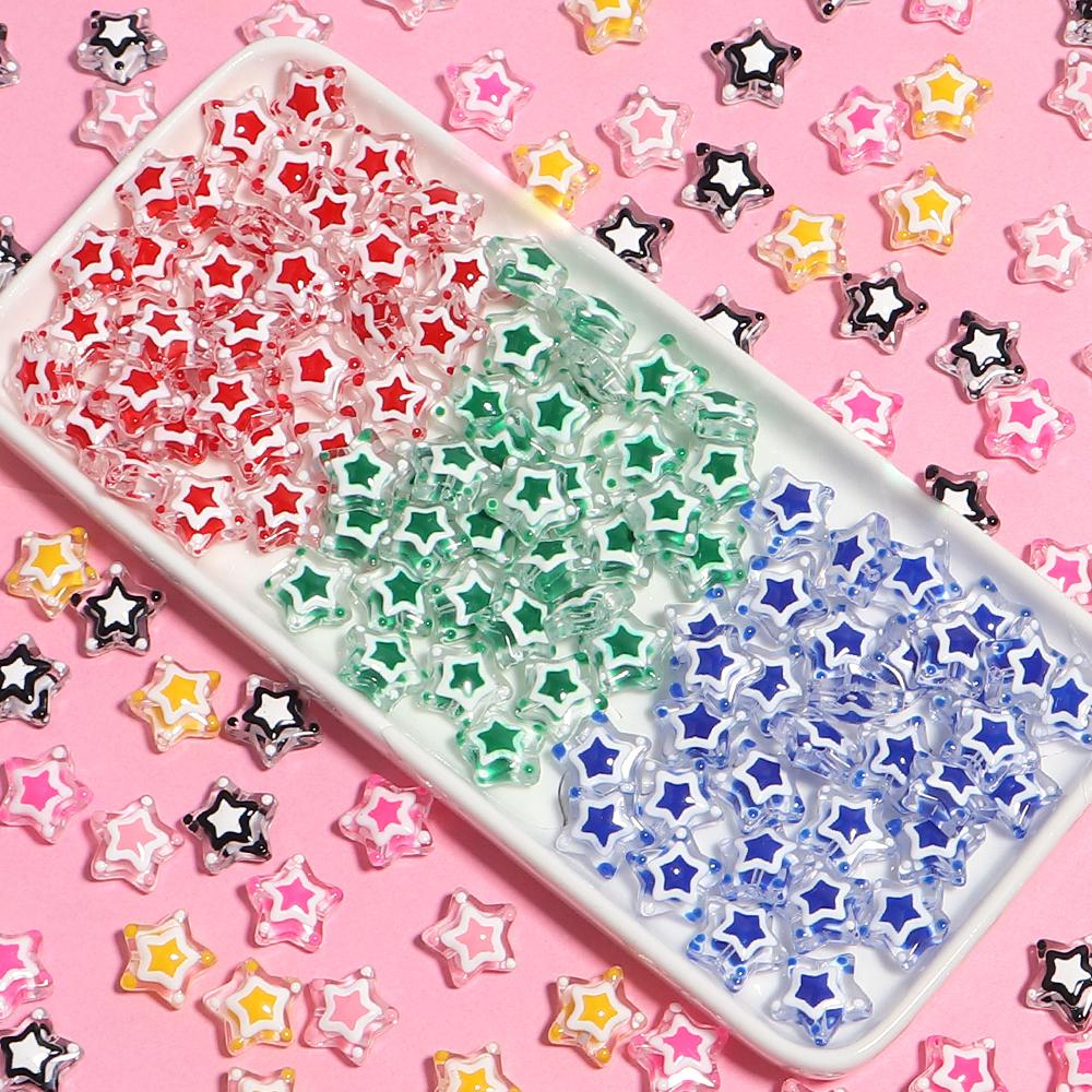 5Pcs Five-pointed Star Glass Beads Dopamine Style Beads Color Hand Painted Spacer Bead DIY Bracelet Jewelry Making Accessories