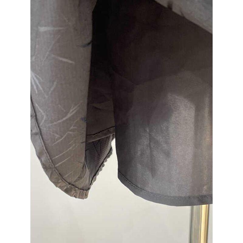 2024 Autumn Dark Pattern Bamboo Leaf Texture Print Similar To Acetate Satin Puff Sleeves Waist Trimming Short Black Dress