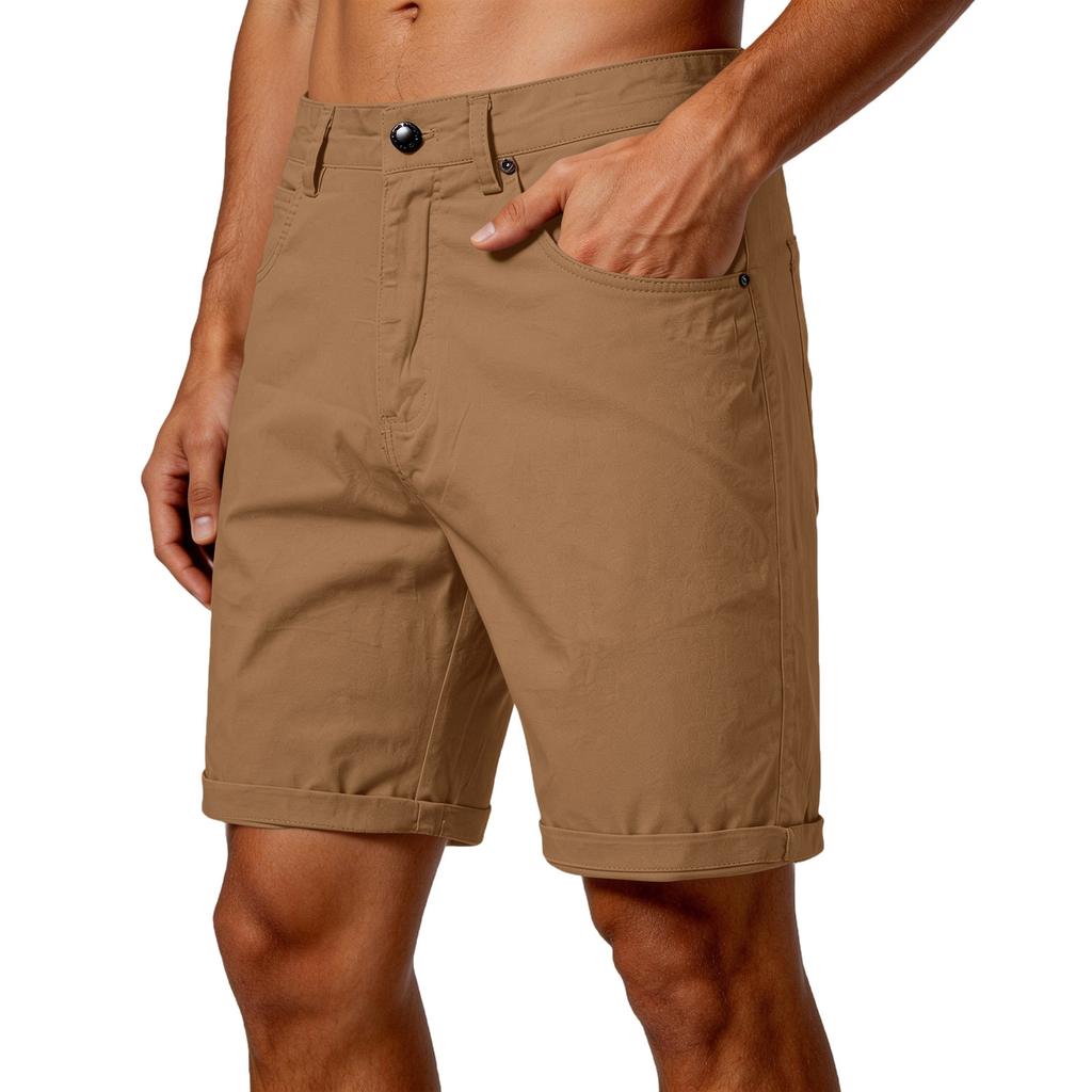 Herren Casual Shorts, Gerade geschnitten und figurbetont, Fünf-Zoll-Hose, Große Größe, Farbe, Arbeitskleidungshose