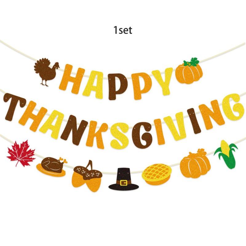 Thanksgiving Party Decorations Set With Maple Leaf Banner Flags Paper Hanging Garlands Home Office Event Backdrop