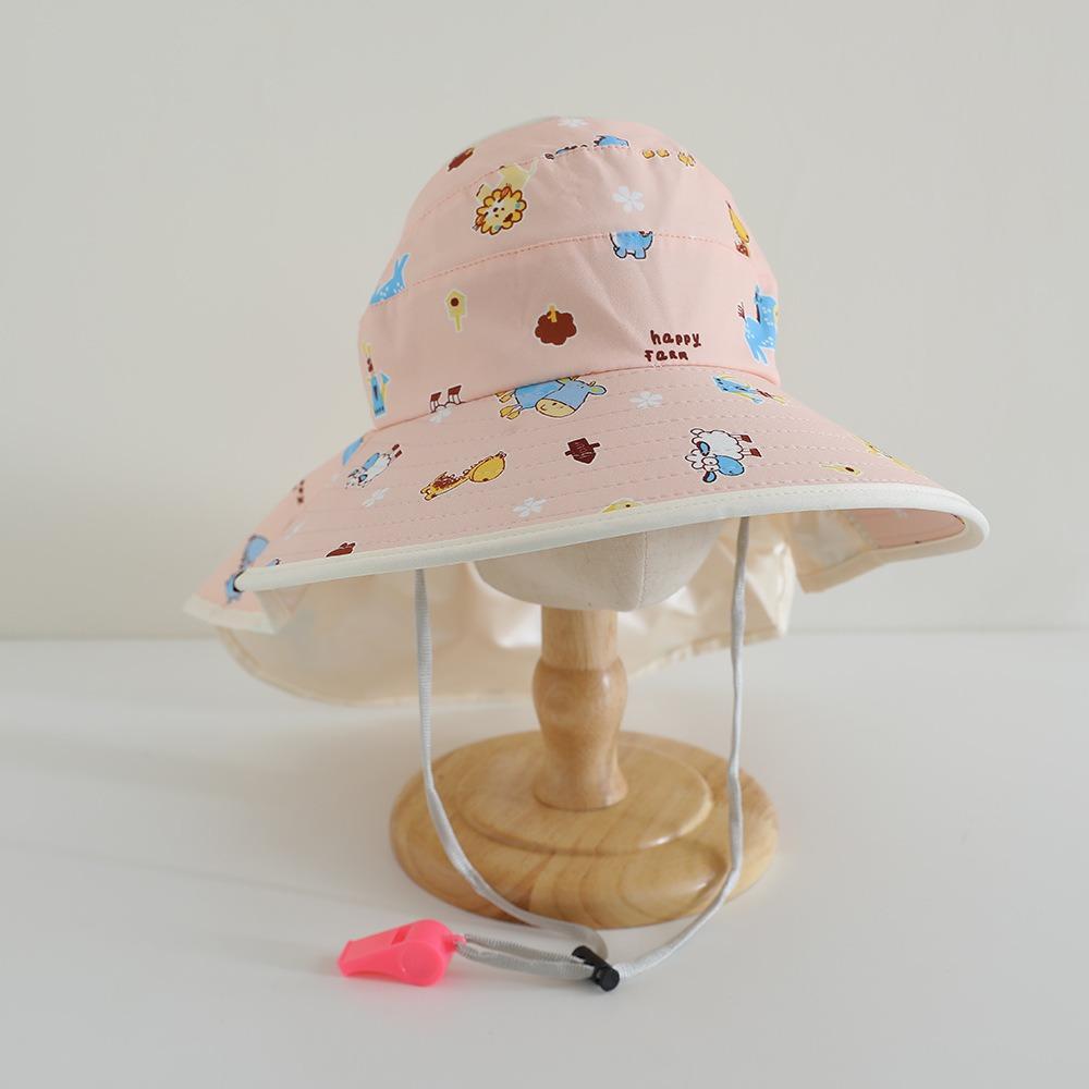 UV Protection Sun Cap Cartoon Print Beach Shawl Hat Summer Kids Bucket Hat