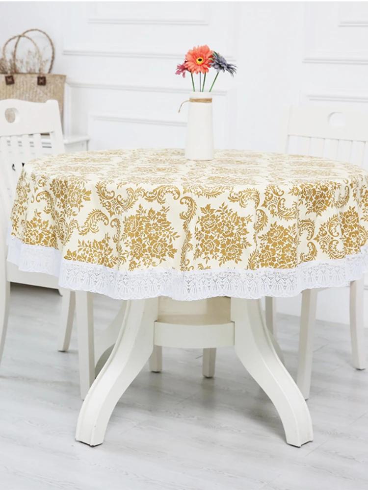 Round Table Cloth Environmental Protection Plush Plastic Tablecloth PVC Tablecloth Waterproof, Oil Proof and Washable