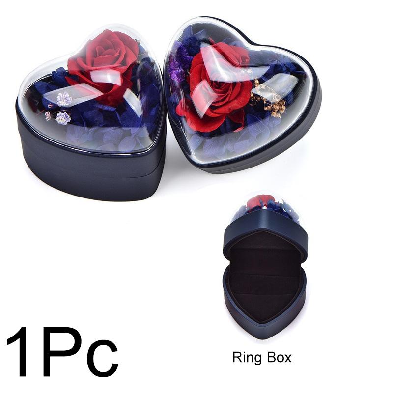 1Pc Marriage Proposal Creative Design Valentine's Day DIY Jewelry Box Romantic Preserved Flower Rose