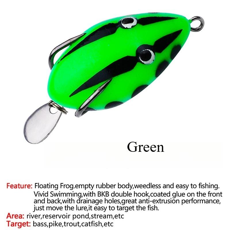 

Umpan Katak 4cm/5.6g Soft Frog Fishing Lure Mini Soft Lure Double Hooks Top Water Ray Frog Artificial Bait Green 1pcs