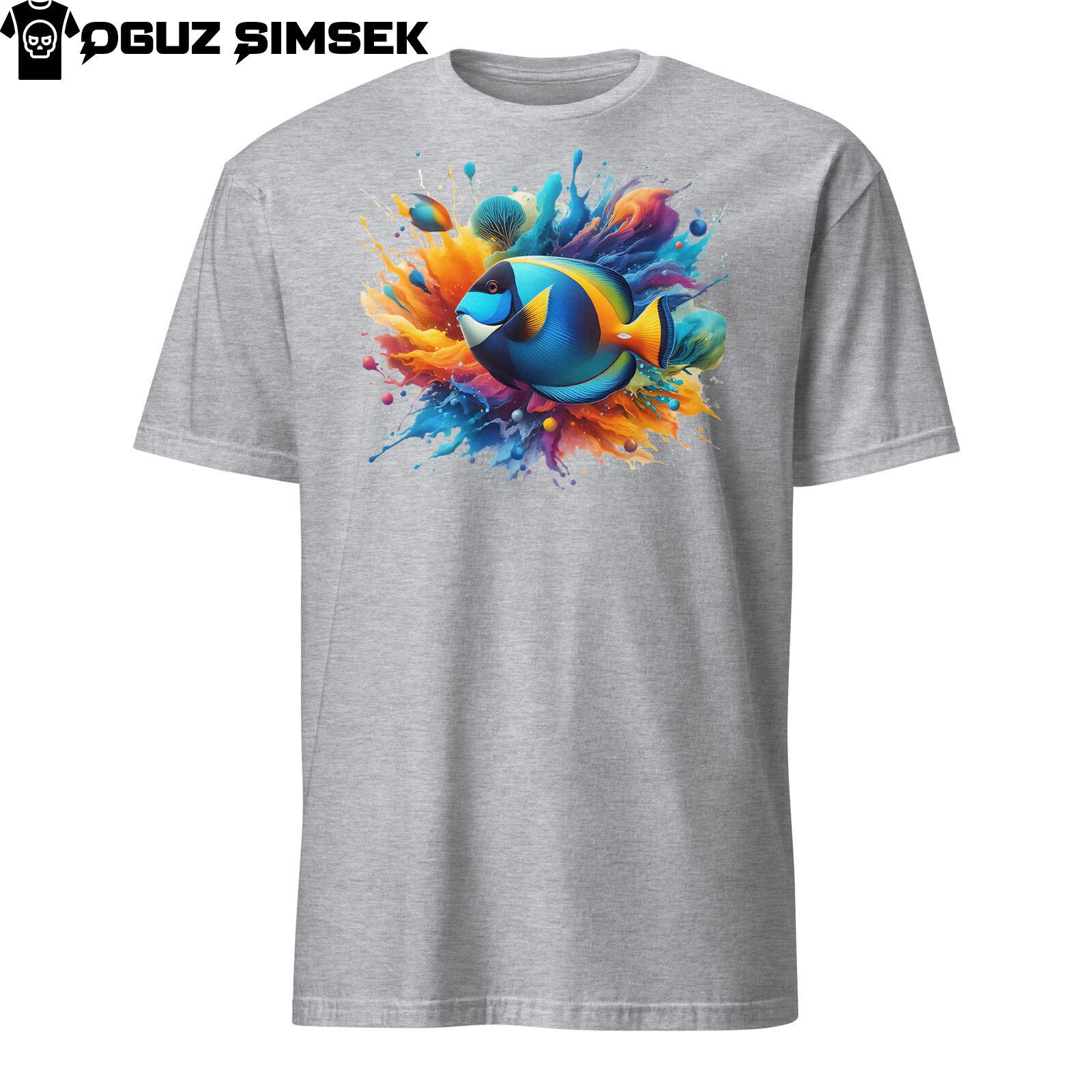 Vibrant Doctor Fish Unisex T-Shirt Mens Womens Tees Top - Colorful Palette and Splash Design - Tee M