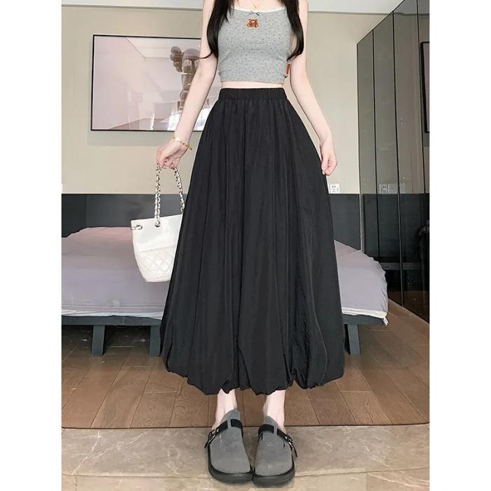 Women's White High Waist A-Line Tulip Midi Skirt