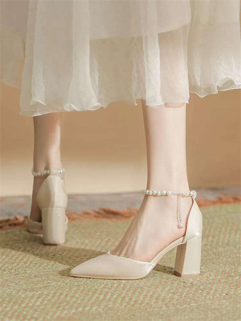 HO Coarse Heel Large Sandals 2026 Summer Gentle Match Skirt High Heels Hollow Non tiring Feet Single Shoes