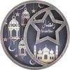 Ramadan Moon Star Serving Tray - Eid Cupcake Candy Plates Mubarak Religious Painting for Family Party Wooden Decorations