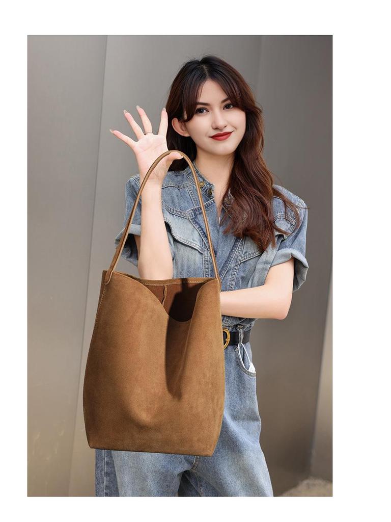 Sac Seau Haut de Gamme pour Femmes en Cuir Givré - Polyvalent, Couleur Unie, Sac à Main Grande Capacité pour les Déplacements