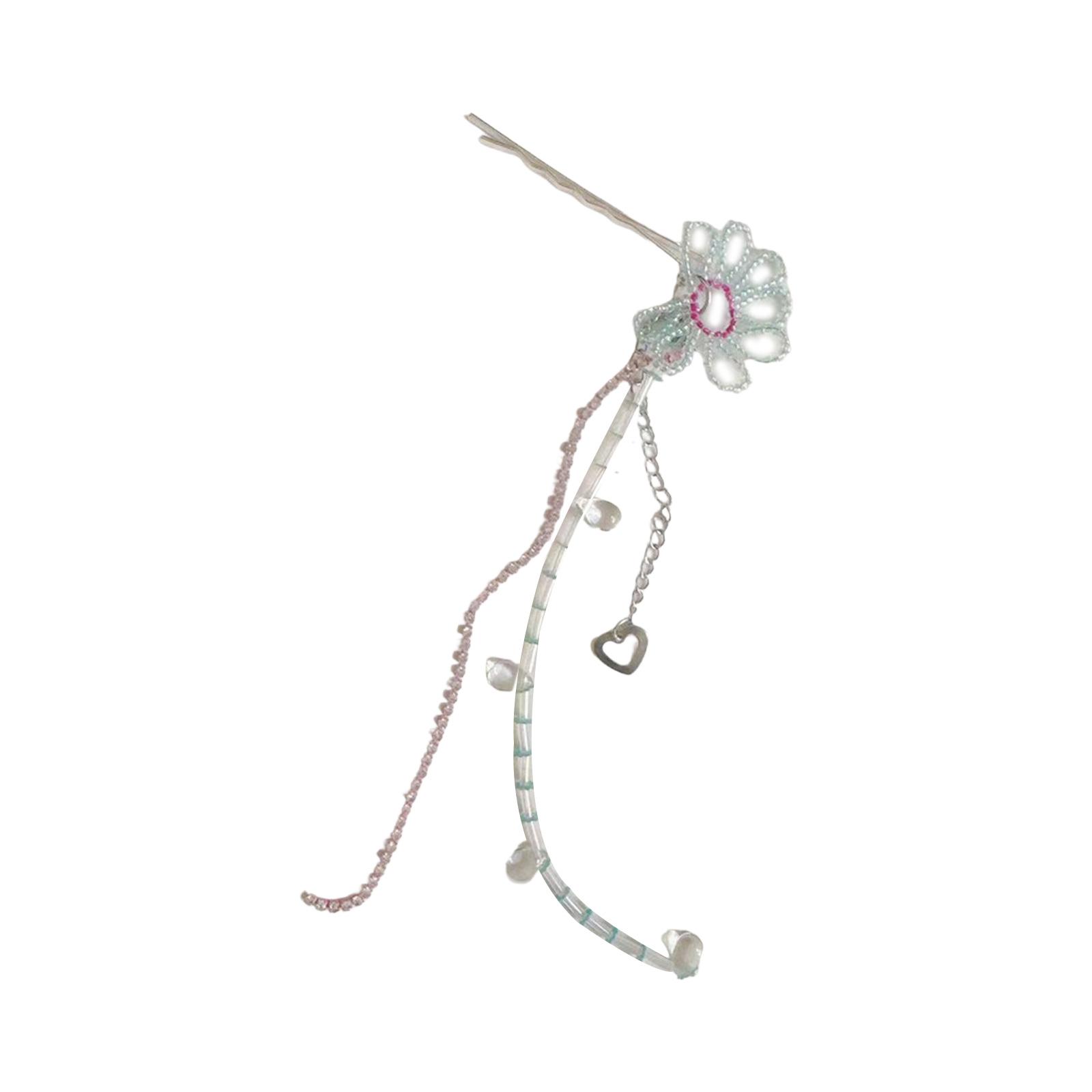 

Цветочная хрустальная заколка для волос с подвеской-кисточкой Элегантная сплавная шпилька Ювелирные украшения для волос для женщин Свадебные аксессуары для вечеринки синий