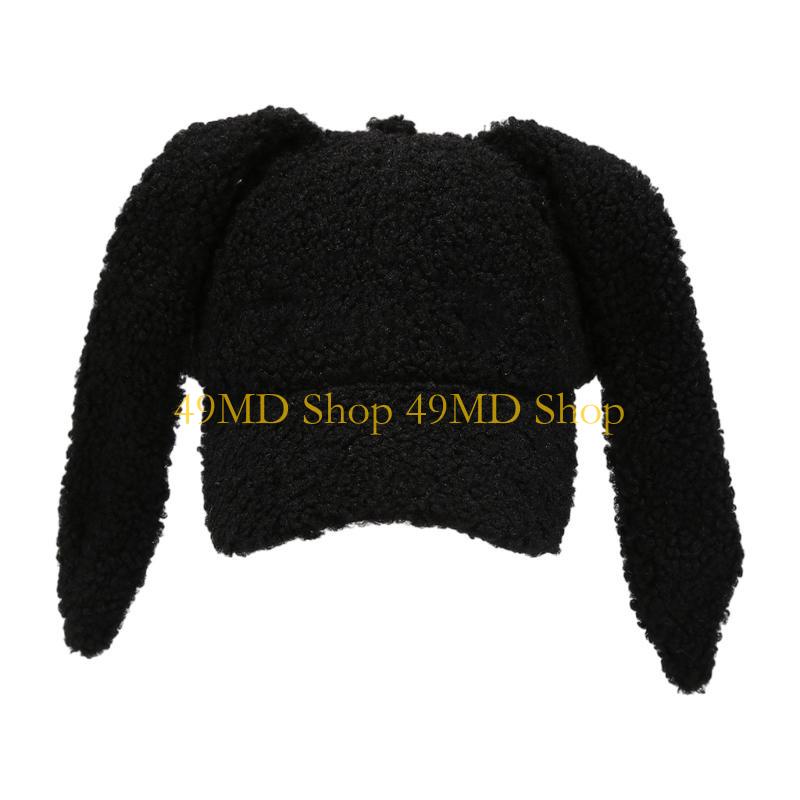49MD Fashion Rabbit Ears Baseball Hat Outdoor Activity Winter Hat Teens Warm Headwear
