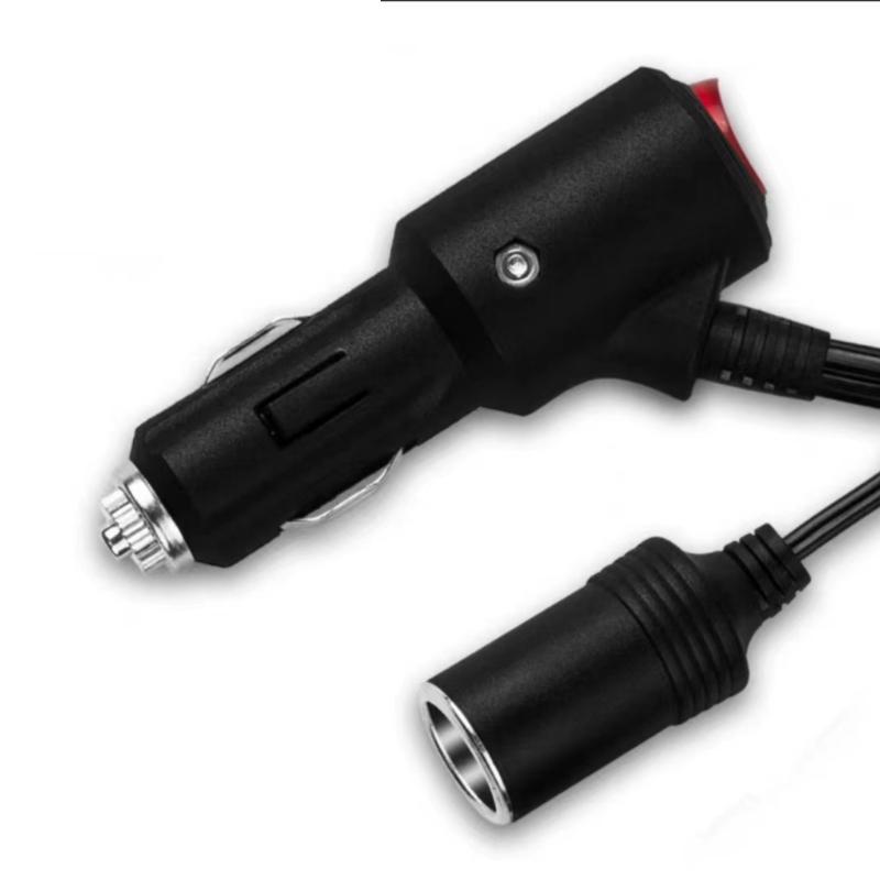 Car Cigarette Lighter Extension Cord with On/off- Button Max180W for Car Chargers, Vacuum Cleaners, Fans, LED Lights,