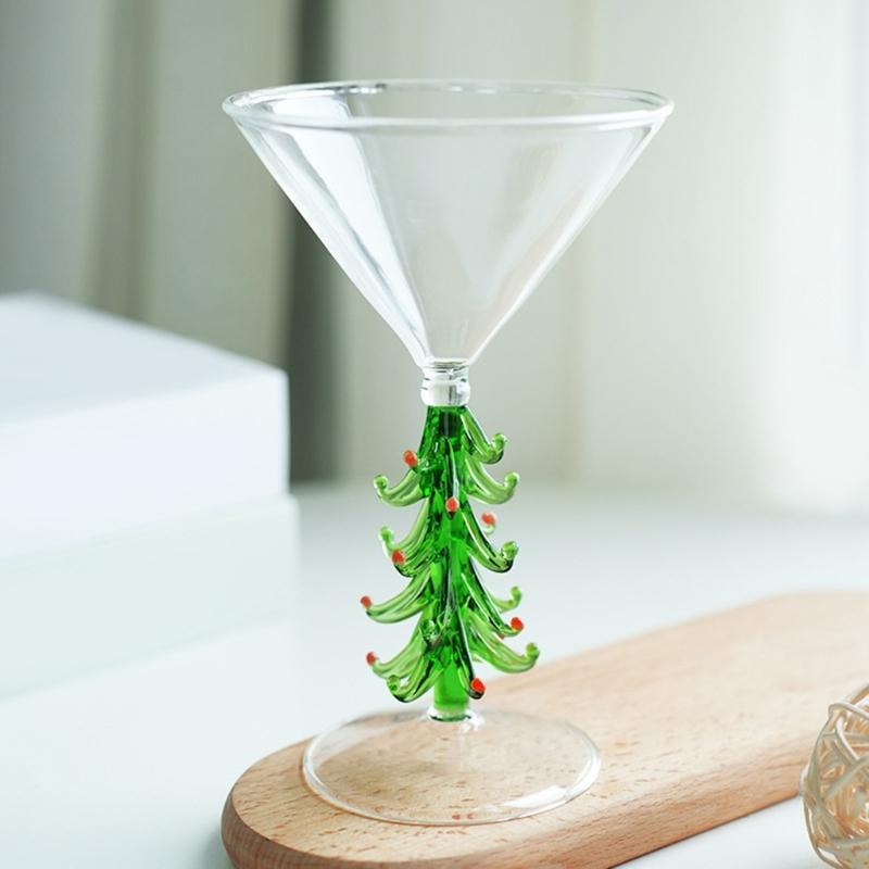 Christmas Tree Glassware Transparent Cocktails Drinking Glass Beverage Cup Festival Drinkware for Holiday Parties