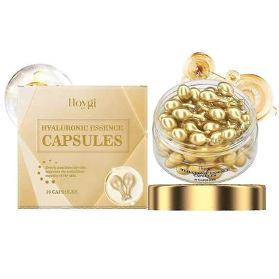 Hyaluronic Acid & Vitamin C Essence Capsules Deep Hydration, Brightening, Anti-Aging for Fine Lines Travel-Friendly 30 Pack Less