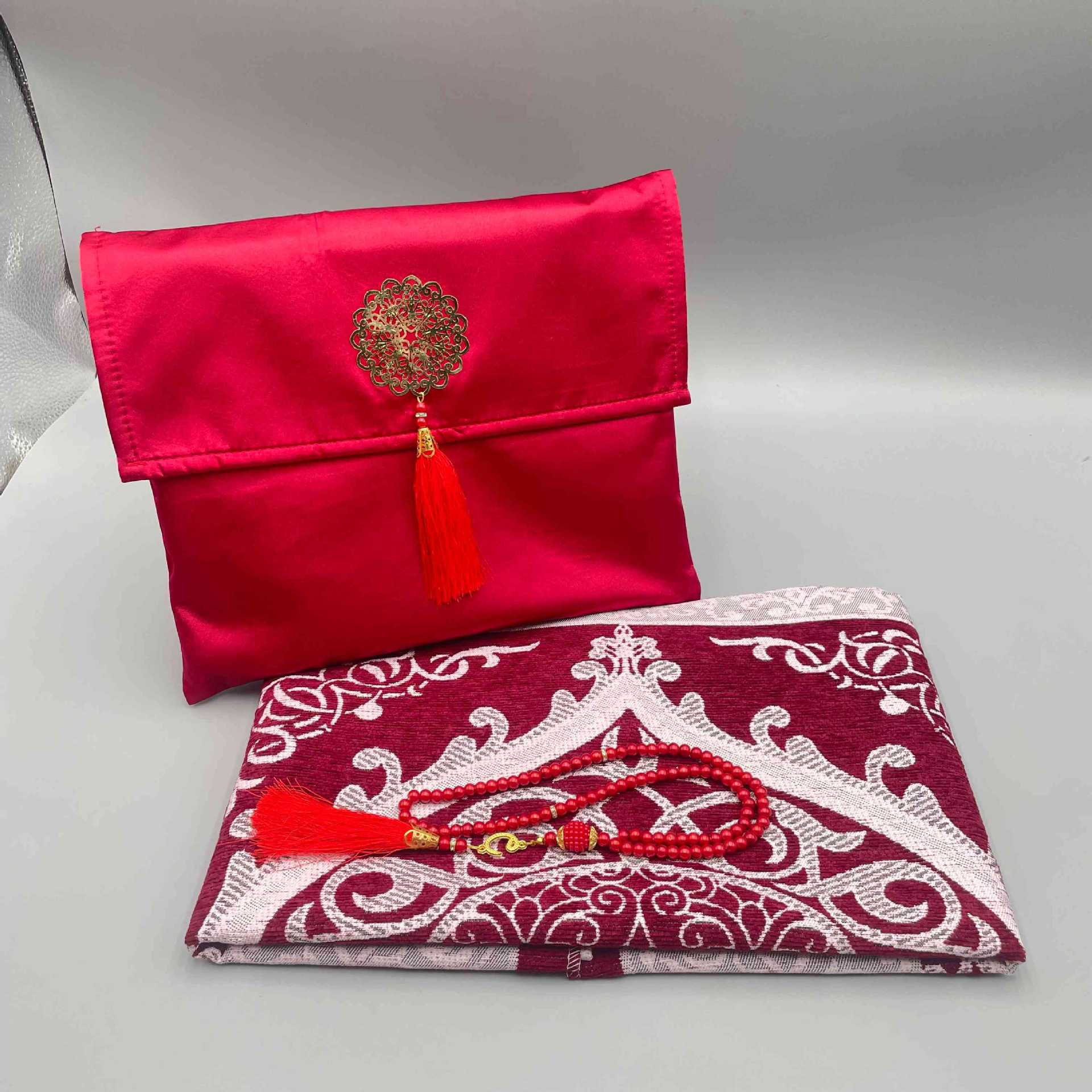 

Наборы ковриков для Рамадана Коврик с молитвенными бусинами Тканевый мешок Костюм Портативный молитвенный коврик Прямоугольное одеяло для поклонения Исламский мусульманский подарок 70x110cm