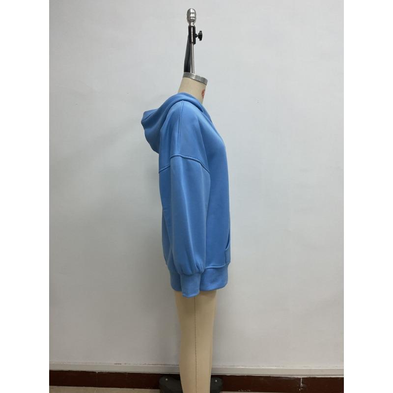Women S Loose Fit Solid Color Long Sleeve Hooded Sweatshirt