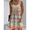 European and American Cross-border Spring and Summer Contrasting Floral Sleeveless Skirt for Women Colorful Loose Slimming Summer Dress