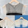 Japanese Women Girl Fake Collar Shawl Scarf Faux Pearls Beading Vintage Shoulder Wrap Sheer Organza Half Shirt Poncho