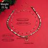 Stained Glass Beaded Santa Necklace Two-piece Set Imitation Pearl Christmas Necklace