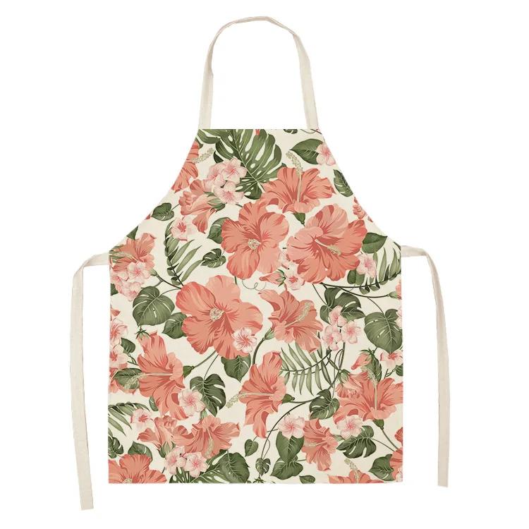 Printed color apron Home Cooking Baking Kitchen anti-stain and anti-oil  linen adult bib household cleaning tools
