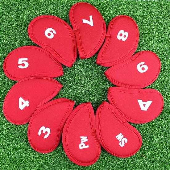 10Pcs Golf Club Headcover Sets, Golf Driver Iron Putter Cloth Cover with Number, Golf Club Protection Covers, Golf Club Accessories